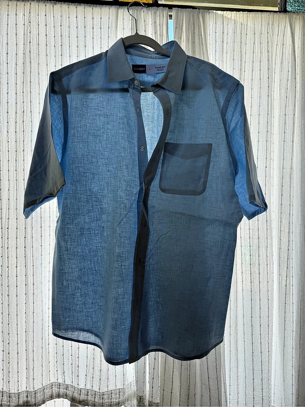 Old Navy Blue Everyday Shirt Regular Fit Linen